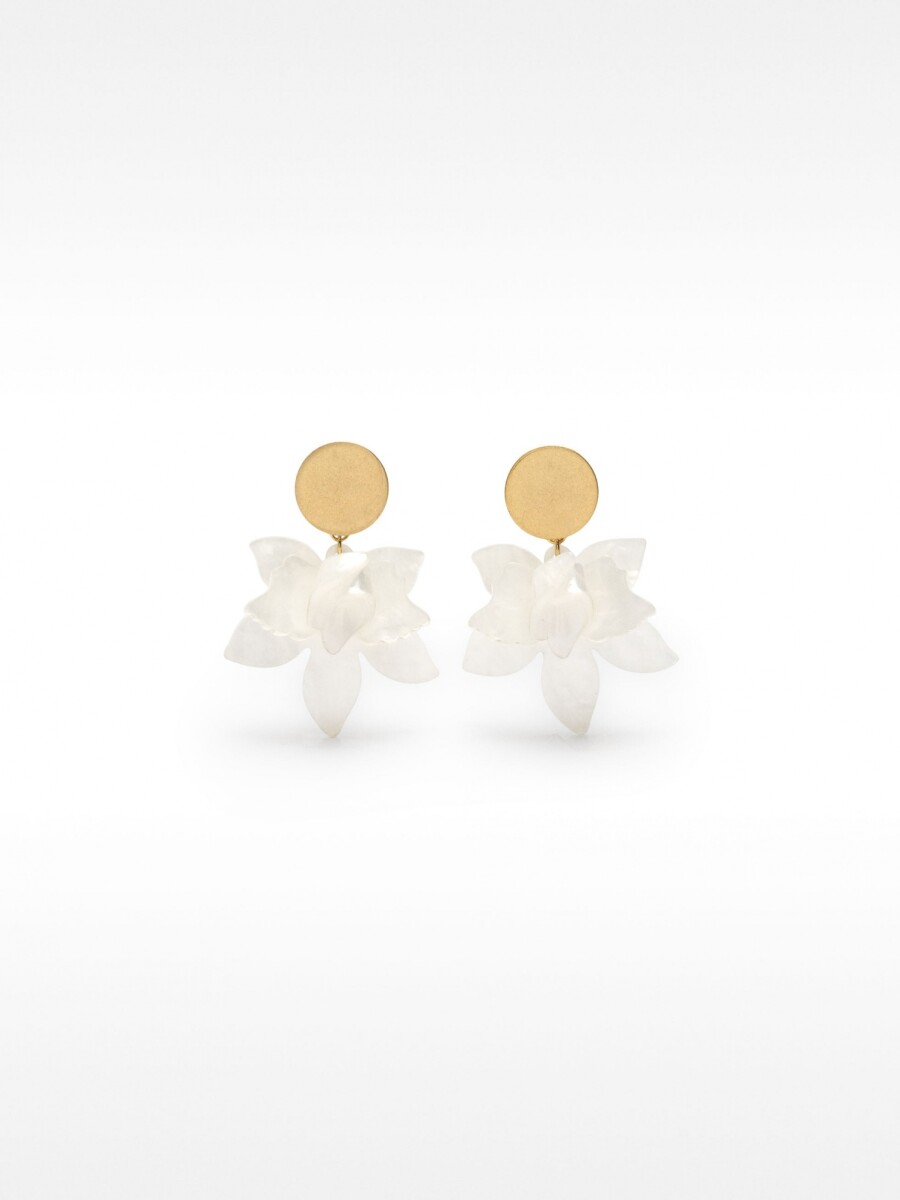 Pendientes Maxi Con Flor Marmoleada blanco