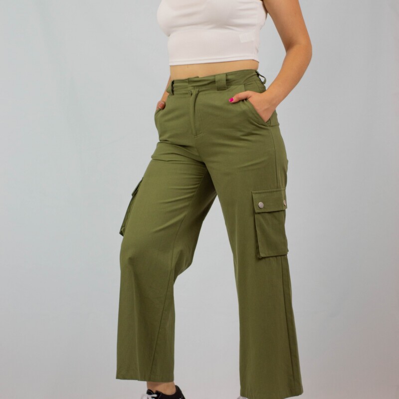 Pantalon Cargo Cropped Green