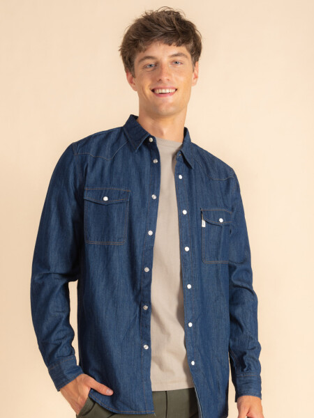 Camisa de jean Azul