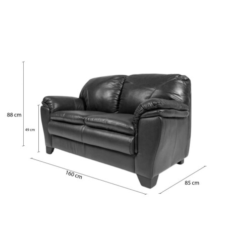 Sillon 100% Cuero 2 Cuerpos Monza Negro