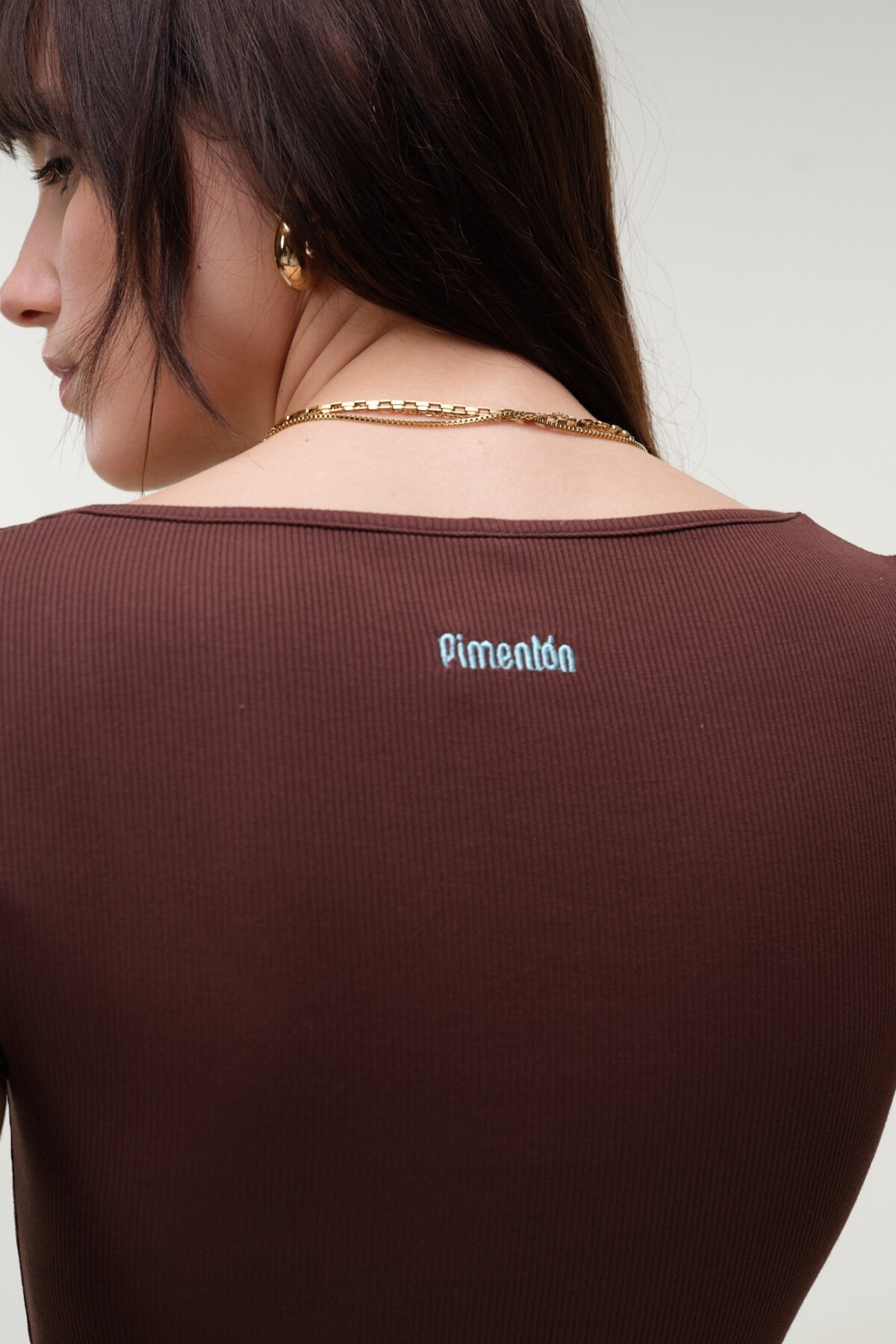 Remera Cropped Rib Marron