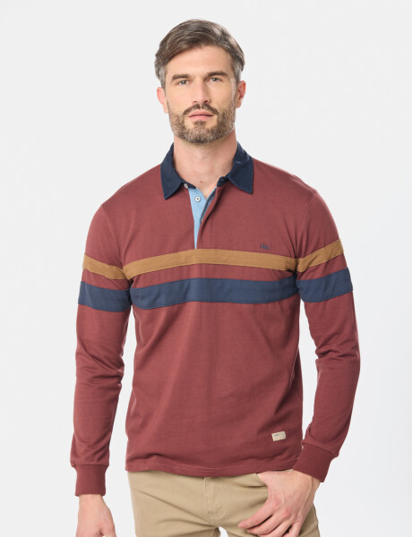 REMERA POLO RAYADA Bordo