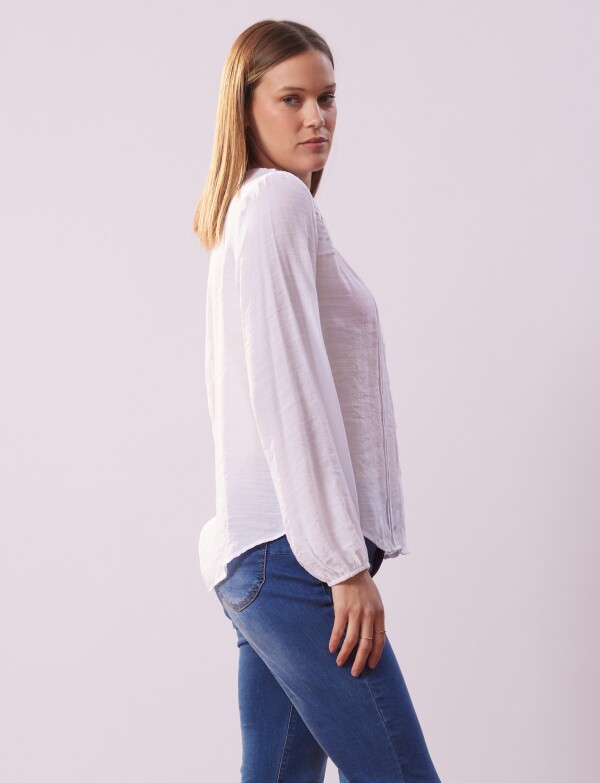 Blusa Botones Detalle Broderie BLANCO