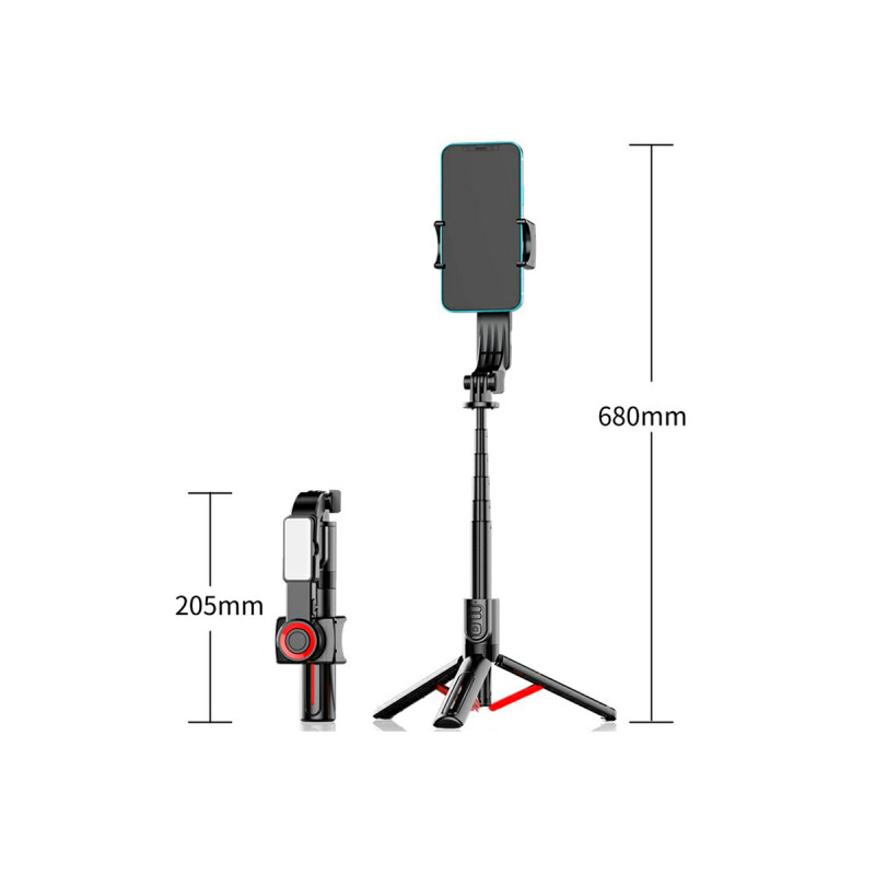 Palo selfie estabilizador C09 con tripode y luz led Palo Selfie Estabilizador C09 Con Tripode Y Luz Led