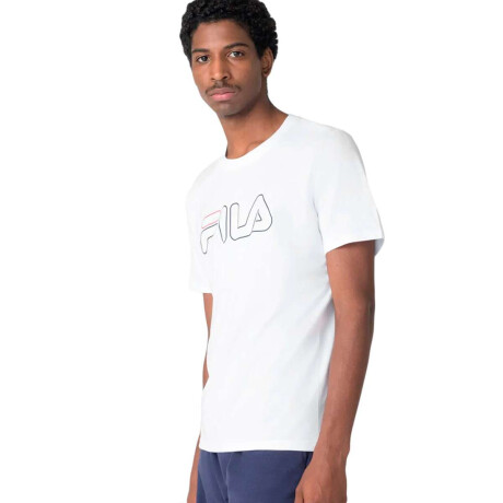 Fila Remera Regular Letter Outline Hombre Blanco-Marino