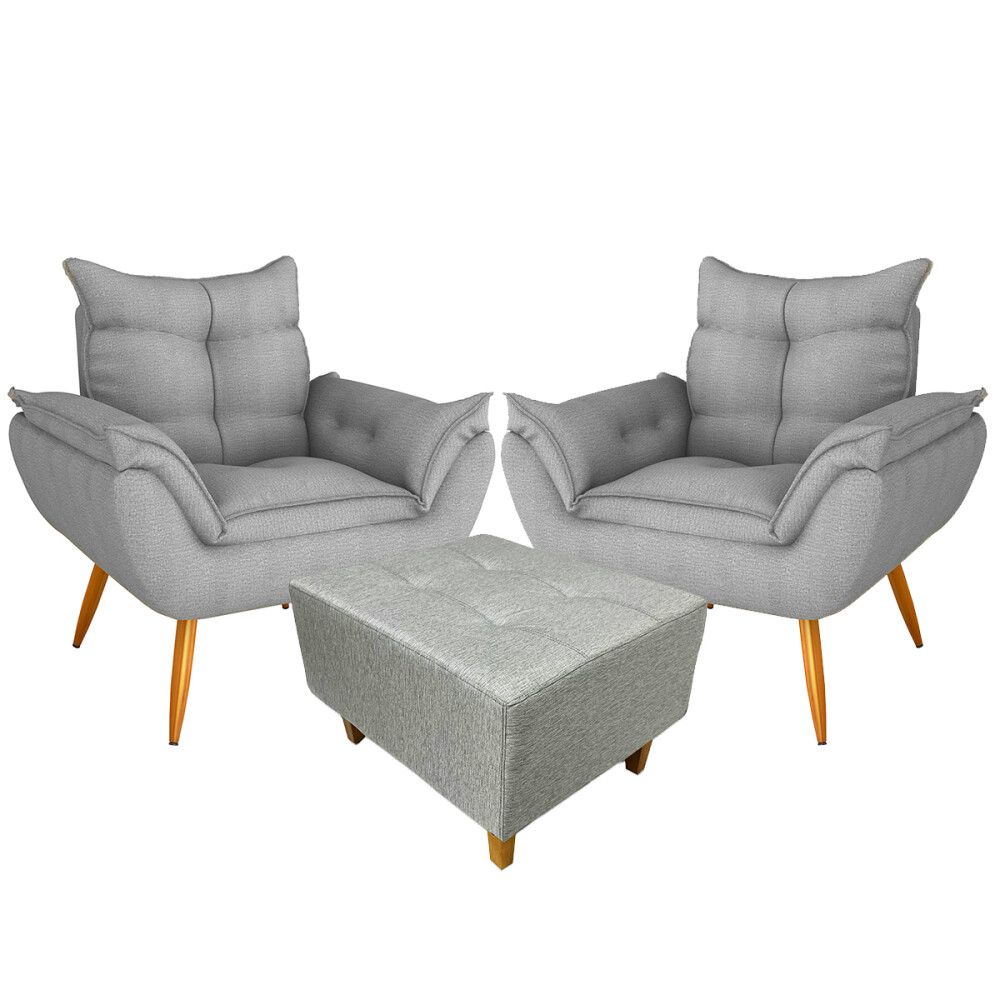 Set de 2 sillones Incluye 1 Apoyapiés Promo Gris