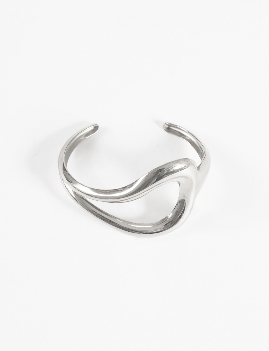 Pulsera rígida curva acero - plateado 