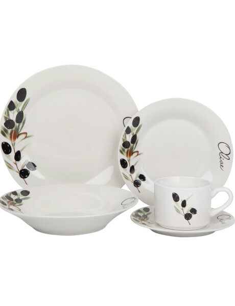 JUEGO DE VAJILLA PORCELANA 20 PZAS OLIVE JUEGO DE VAJILLA PORCELANA 20 PZAS OLIVE