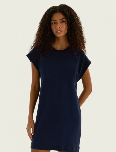 VESTIDO CORTO DE MANGA CORTA AZUL
