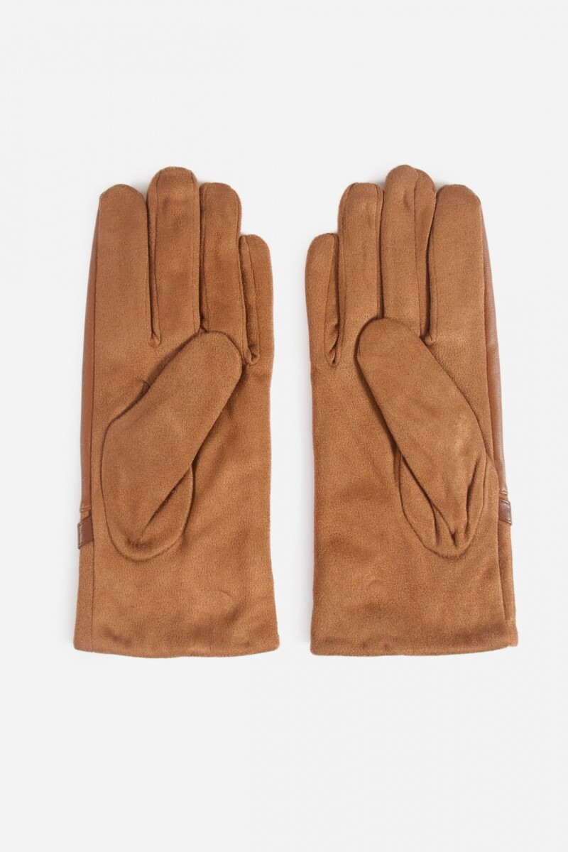 Guantes hebilla con suede camel