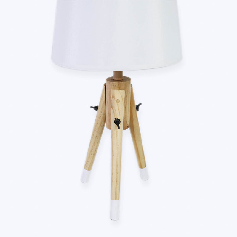 LAMPARA BLANCA C/BASE MADERA P/MESA 24X48CM Unica