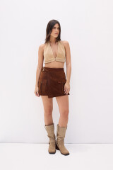 Falda Sur Leather Marron