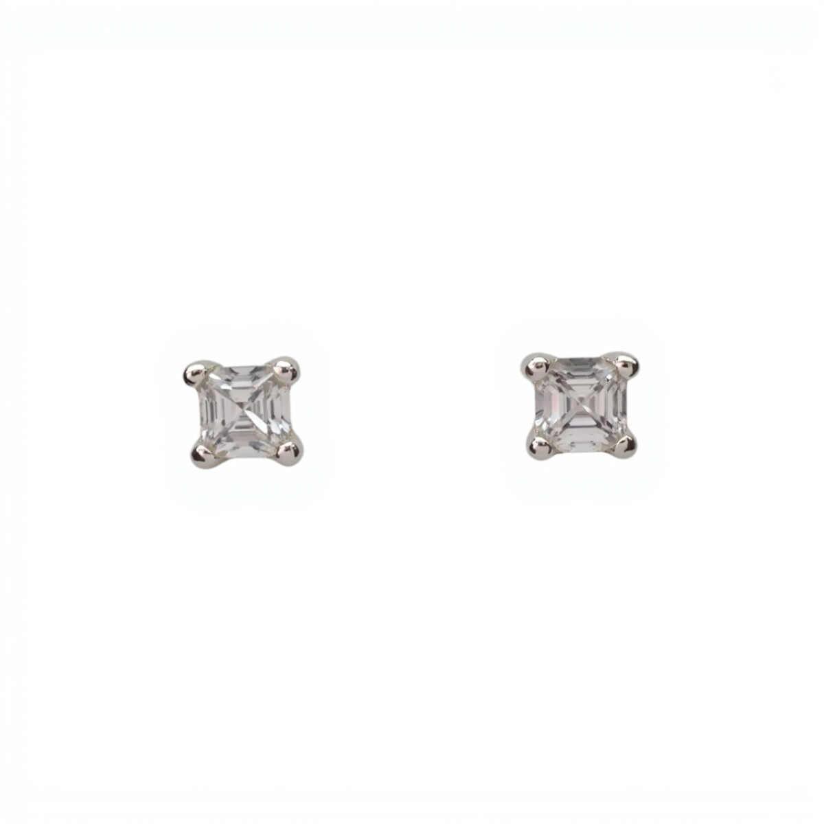 Caravanas Cuadrado-Plata 925-Piedra Zirconia-CA3100 - conpiedra 