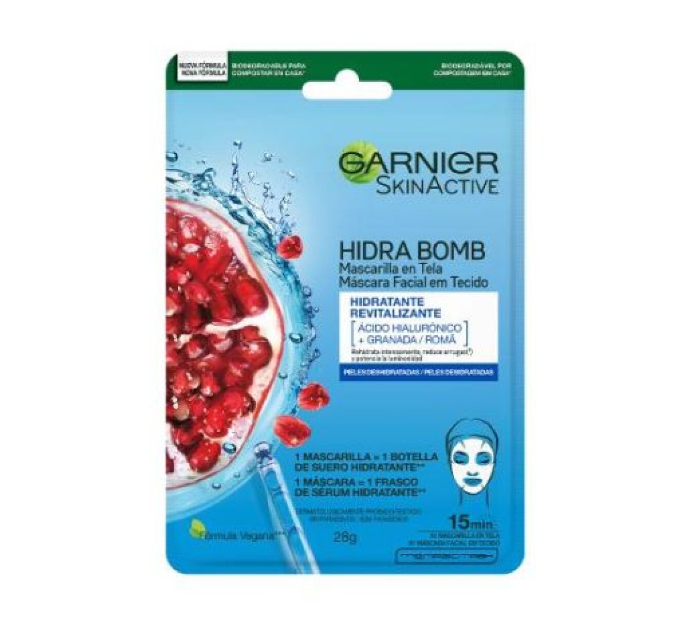 GARNIER MASCARILLA EN TELA HIDRA BOMB ACIDO HIALURÓNICO + GRANADA 