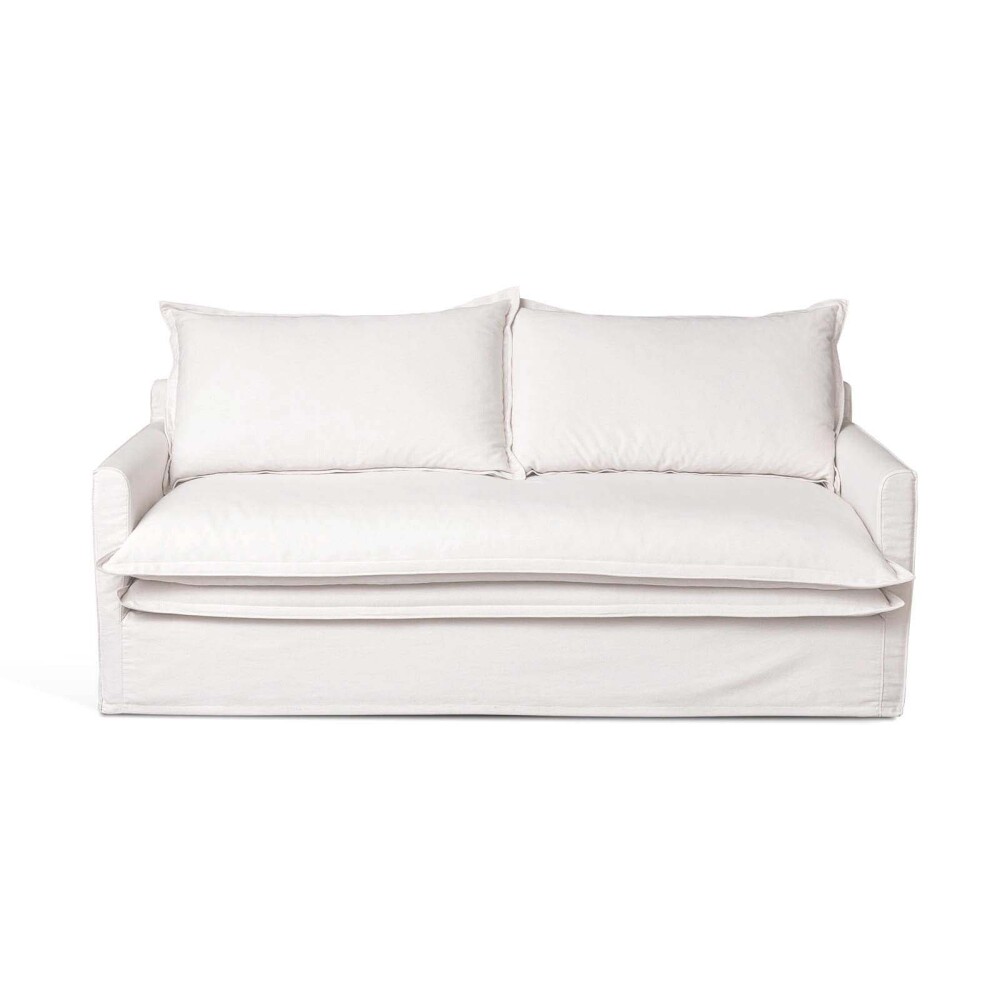 Sofa 3 Cuerpos Tela Blanco Alaska — Divino