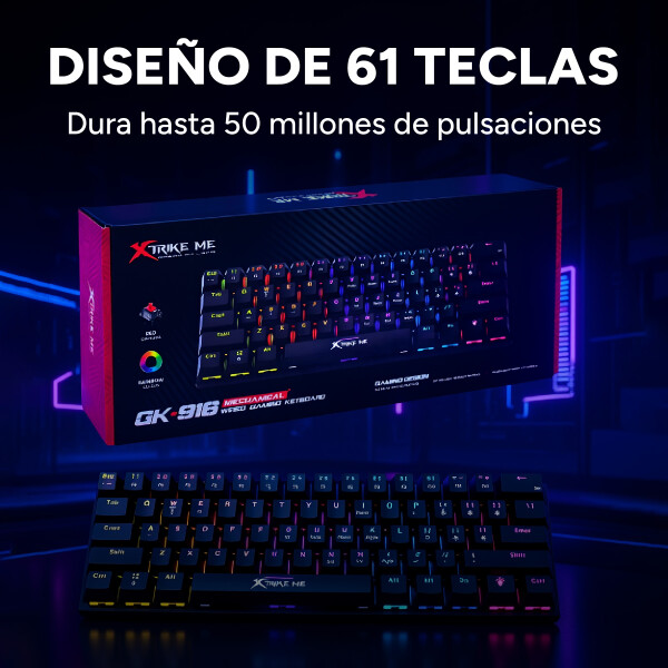 Teclado Mecánico Xtrike Me Gamer RGB GK-916 Anti Ghosting Color Negro
