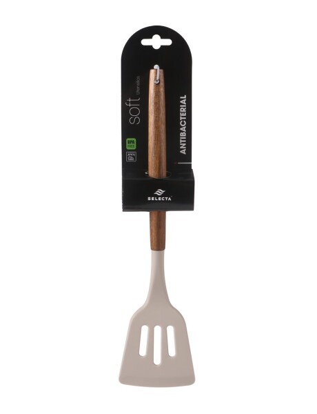 ESPATULA RANURADA SILICONA 31CM MANGO ACACIA BEIGE ESPATULA RANURADA SILICONA 31CM MANGO ACACIA BEIGE