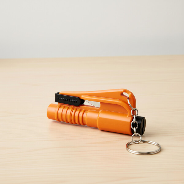 Mini Martillo Seguridad Autos Llavero Rompe Vidrios Ventanas Color Naranja