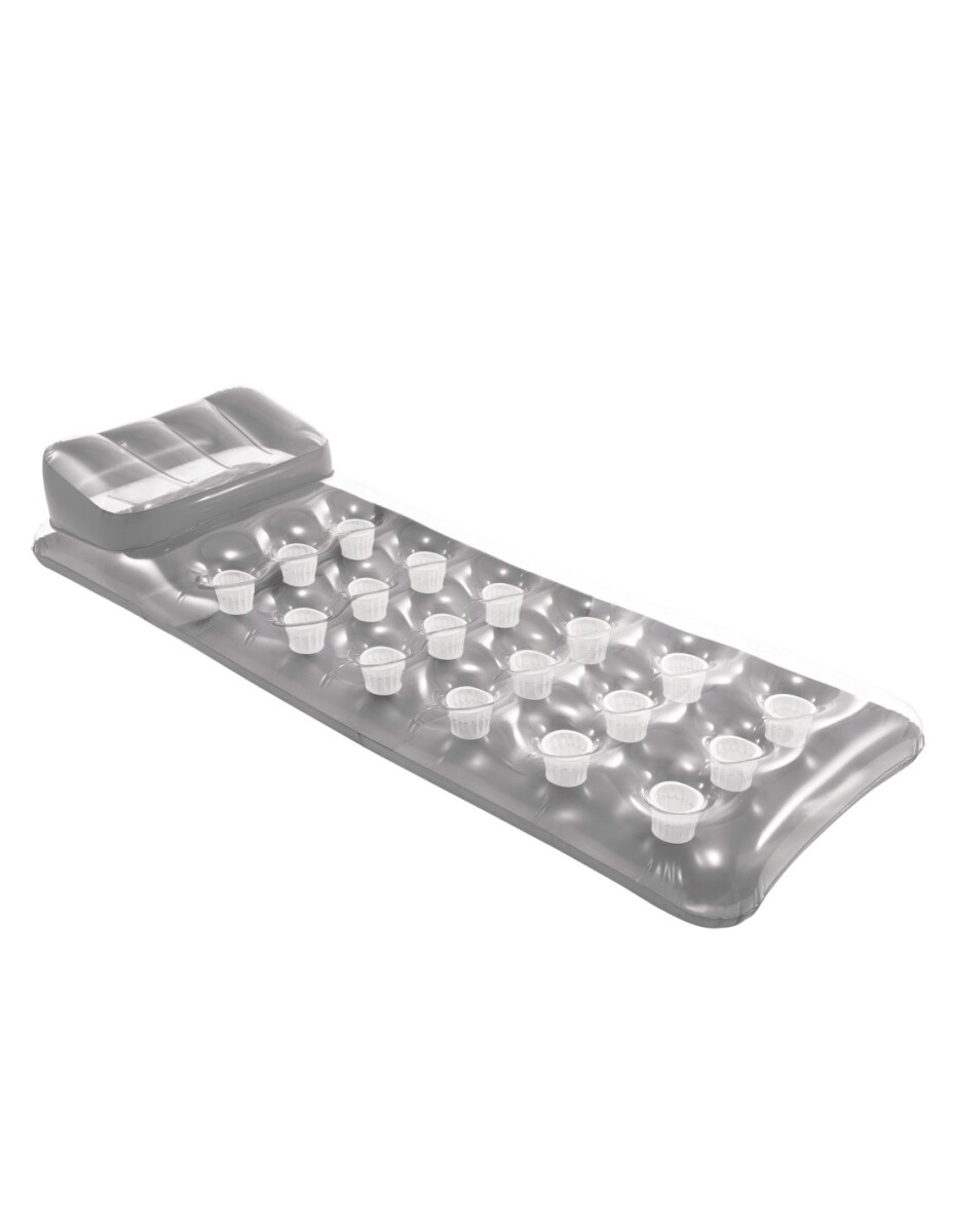 INTEX COLCHONETA INFLABLE ALMOHADA + 18 POSAVASOS PARA ADULTOS GRIS 188X71 CMS 