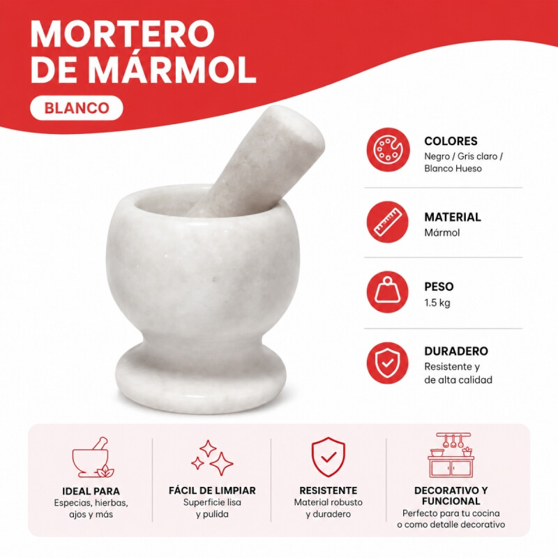 Mortero de marmol BLANCO