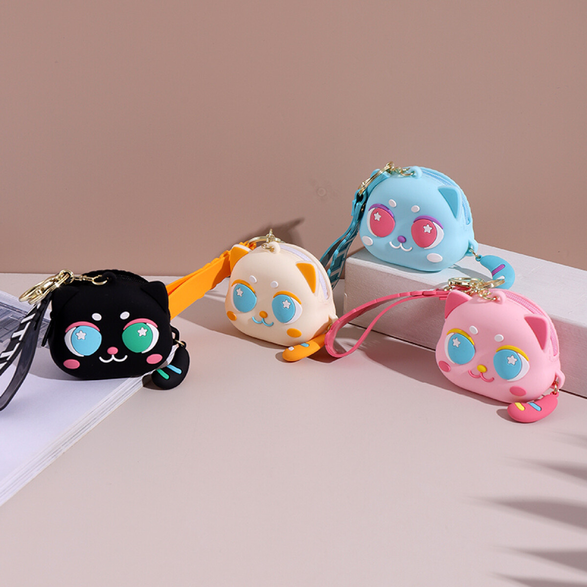 Monedero Llavero De Silicona - Ojitos De Gato 