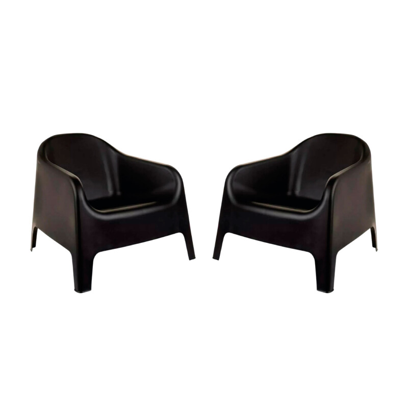 Set de 2 Silla Plastico Skarpo Jardin Liso Negro