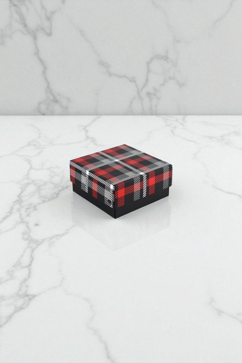 Caja fantasia laminada - Caja Escocesa - 12x12x6 cm 