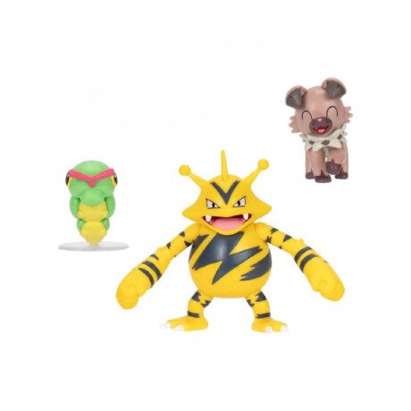 Pokemon Battle Figure Set Caterpie + Electabuzz + Rockruff