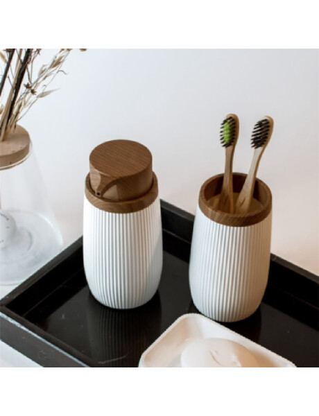 SET 3PCS BAÑO PP Y MADERA BLANCO SET 3PCS BAÑO PP Y MADERA BLANCO