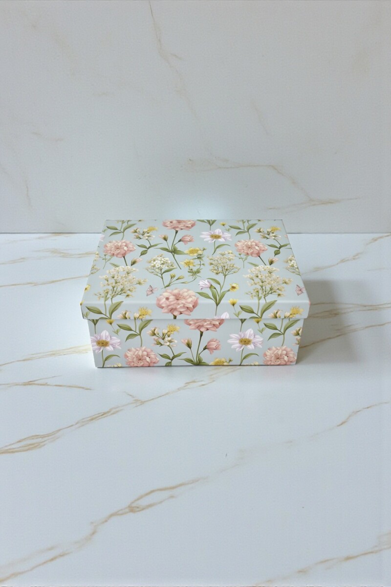 Caja rigida - flores - 14 x 20 x 8,5 