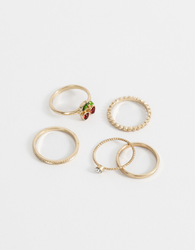 Sets Anillos Strass Sets De Anillos De Moda - Dorado