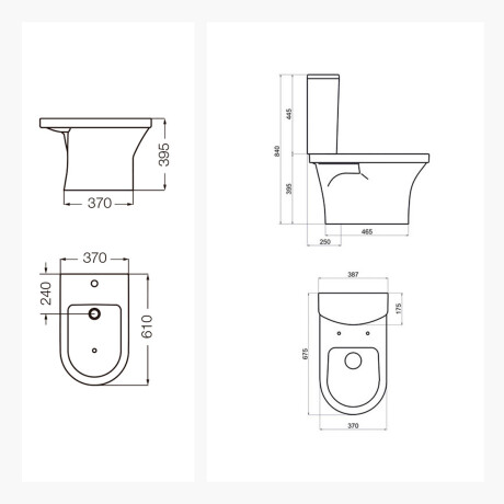 JUEGO INODORO, TAPA, MOCHILA Y BIDET FERRUM LINEA VARESE descarga a 25 cms. 000