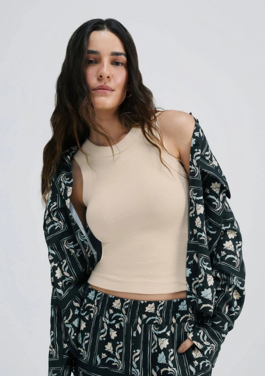 MUSCULOSA EN TELA ACANALADA - BLANCO 