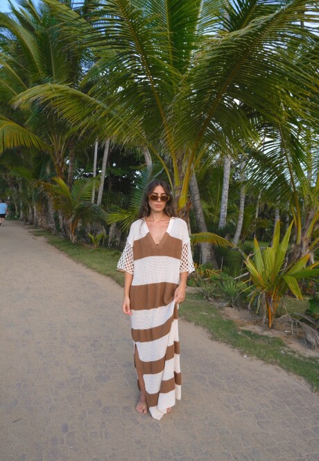 Vestido Cassis SS26 Stripes latte & natural