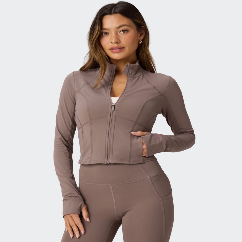 Campera Fabletics Perfect Storm Cropped Marrón