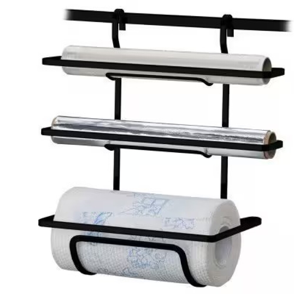 SOPORTE PARA ROLLO TRIPLE NEGRO MATE Soporte Para Rollo Triple Negro Mate