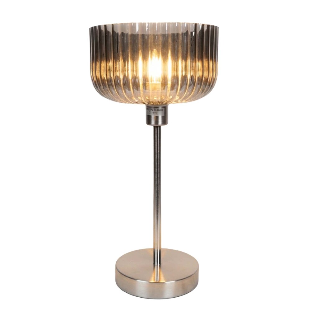 LAMPARA DE MESA METAL-Y-VIDRIO GRIS LT95171