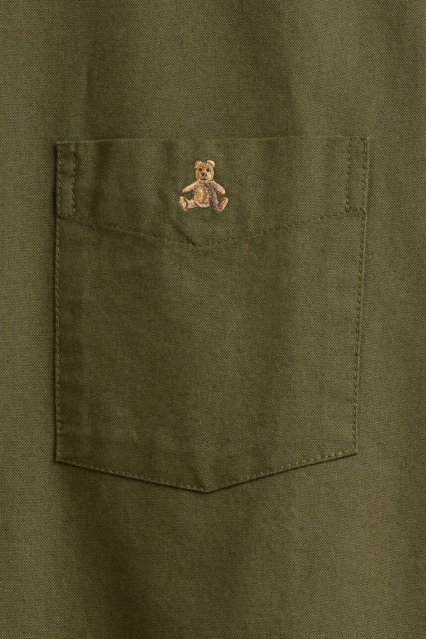 Camisa Oxford Logo Oso Brannan Hombre Army Jacket Green
