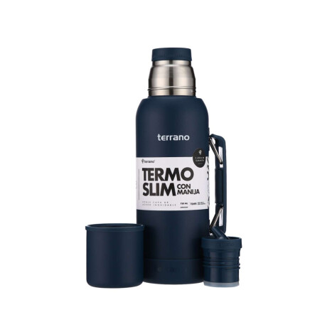 Termo Slim 750Ml. Con Base Silicona Azul Opaco