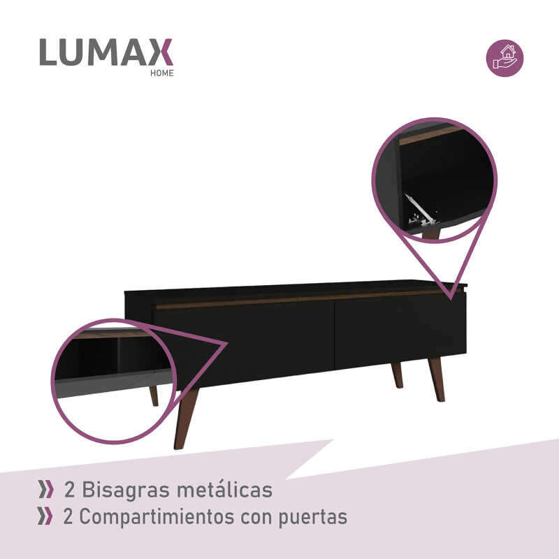 Rack TV mueble Lumax + panel rústico con estantes 55” Negro/Marron