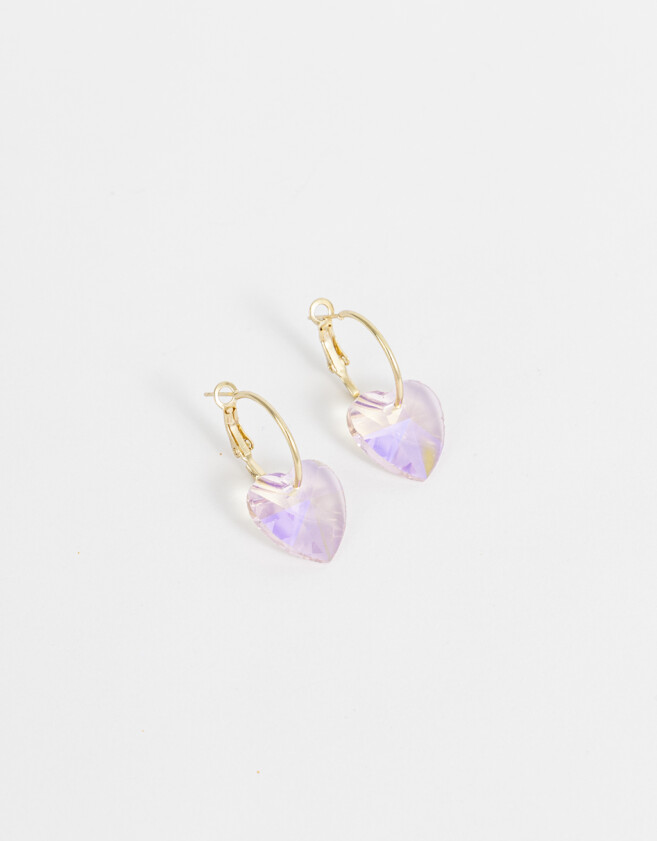Aros Argollas Strass Corazón Argollas Con Corazón - Dorado