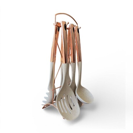 SET UTENSILIOS DE COCINA ROSA GOLS/BLANCO - 6 PIEZAS SET UTENSILIOS DE COCINA ROSA GOLS/BLANCO - 6 PIEZAS