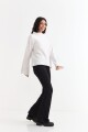 Sweater canalé con mangas oxford BLANCO