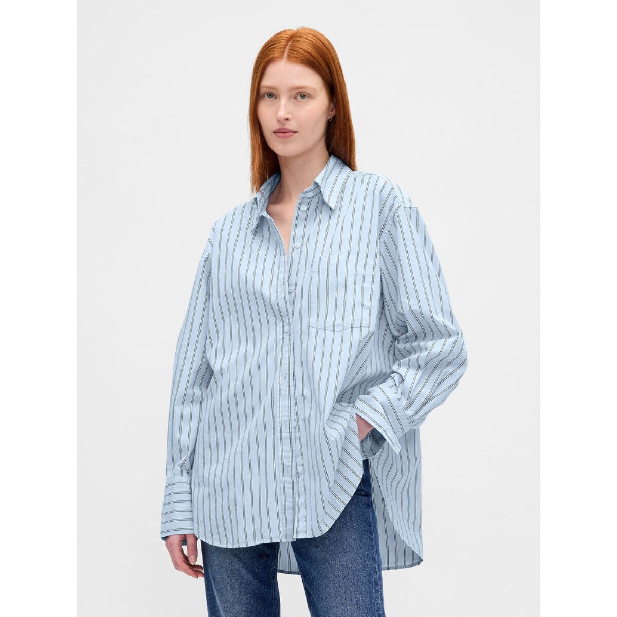 THE BIG SHIRT - POPLIN STRIPES - LIGHT BLUE STRIPE 