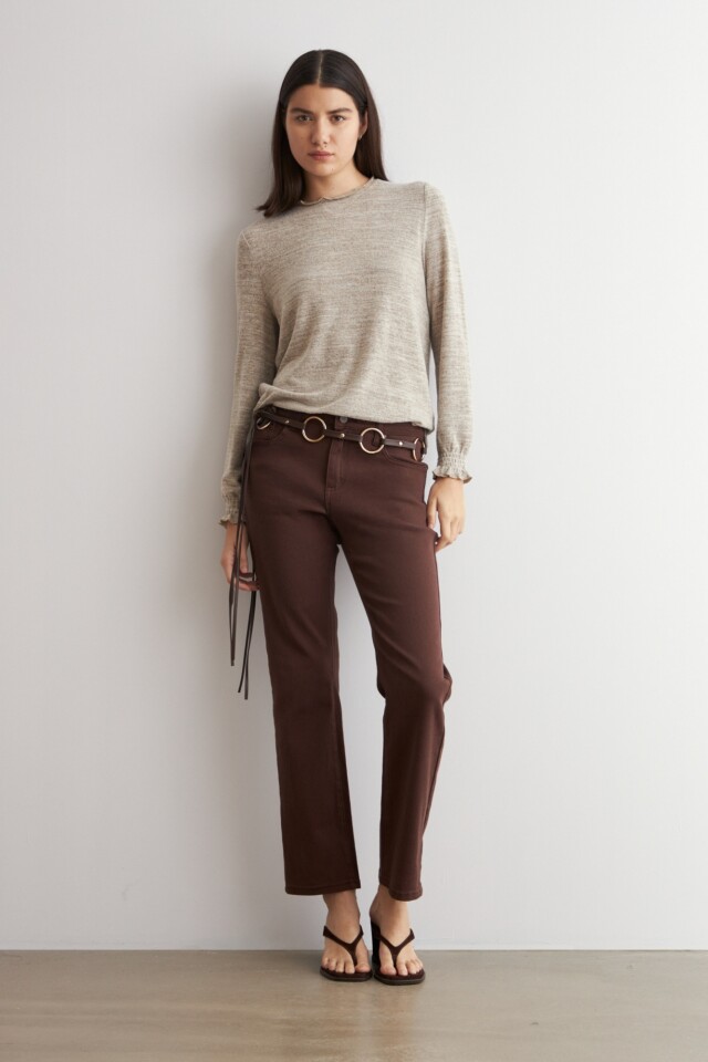 Media polera texturada beige melange