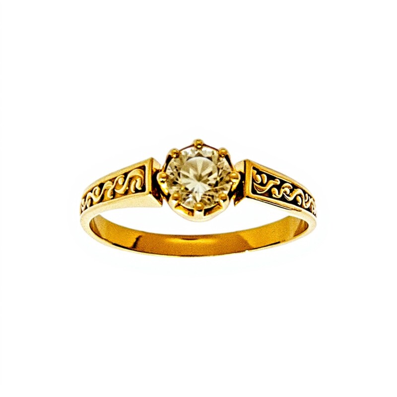 Anillo Solitario labrado-Oro bajo-Piedra Zirconia-AN8051 conpiedra