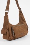 Cartera de hombro suede bolsillos marrón