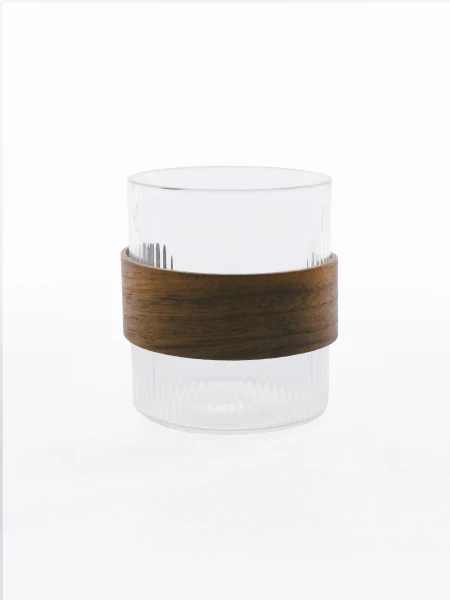VASO LISTRADO CON MADERA TRANSPARENTE