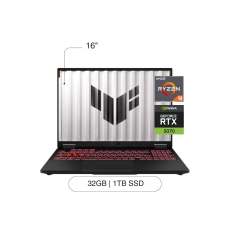 Notebook ASUS Tuf Gaming A16 16' FHD+ 1TB / 32GB RAM R9-270 RTX5070 W11 Notebook ASUS Tuf Gaming A16 16' FHD+ 1TB / 32GB RAM R9-270 RTX5070 W11