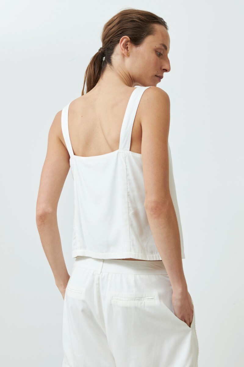 Top escote cuadrado con bordado crudo